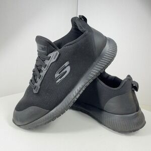 Skechers Work Squad Women Size 8 Black Slip Resistant Wide Fit Shoes 77222W